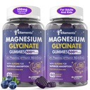 Magnesium Glycinate Gummies 500 mg / 250 mg for voksne børn Teens, Sukker Free Magnesium Rullemiddel, Kids Søvn Gummies med L- Theanine Glycin B6 til søvn, Rolig, Muskel, Slap af Brain, No Melatonin, 2Pack