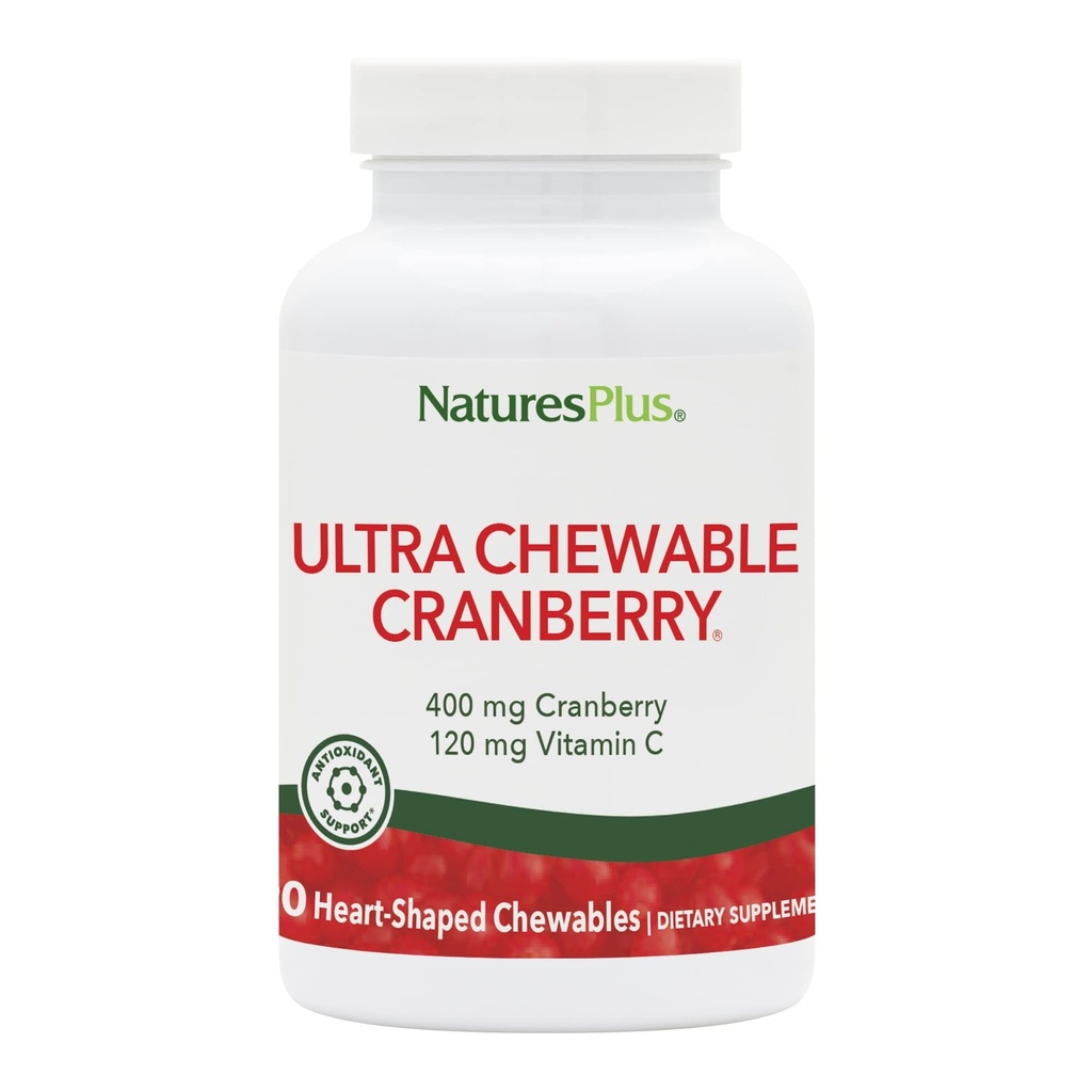 NaturesPlus Ultra Chewable Cranberry - 90 Love Berries Tablets - Fremme Urinary Tract Health - non-GMO, Gluten Free - 45 Servere