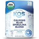 KOS Calming Blue Spirulina Blend- USDA Certified Organic - Alger Superfood Powder med Ashwagandha Root, Lemon Balm, Reishi Mushroom, B Vitaminer - Berry Coconut Cooler Flavor, 28 Servere