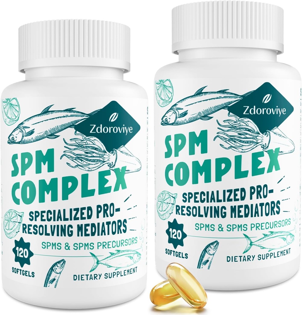 Zdoroviye SPM Supplement - Specialiseret pro- Resolving Mediatorer og SPM Precursors Complex for Balanced immunrespons, Brain, Tissue & Cellular - 120 Softgels (2 flasker)