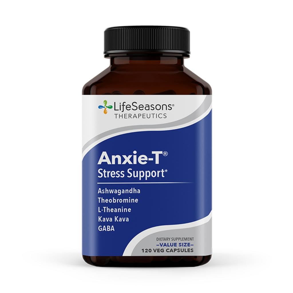 Anxie- T - Stress Relief Supplement - Understøtter Mood & Mental Focus - Føl rolig og afslappet - Eases Spænding & nervøsitet - Ashwagandha, Kava Kava, GABA & L- Theanin - 120 Kapsler