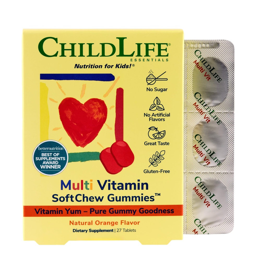 Børn og unge - Vitaminer, Multivitamin for børn, Multivitamin for børn, Toddler Vitaminer, Kids Chewable Vitamin, Sugar Free - Natural Orange, 27 tabletter