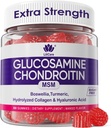 Glucosamin Chondroitin Gummies, Sugar Free Glucosamin Chondroitin MSM Supplement, Ekstra styrke med Boswellia gurkemeje, Hydrolyzed Collagen & Hyaluronsyre, Knoglesundhed for mænd og kvinder, 60 Cts