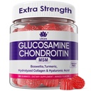 Glucosamin Chondroitin Gummies, Sugar Free Glucosamin Chondroitin MSM Supplement, Ekstra styrke med Boswellia gurkemeje, Hydrolyzed Collagen & Hyaluronsyre, Knoglesundhed for mænd og kvinder, 60 Cts