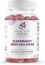 Sunde urter Organic Sea Moss Gummies - Koncentreret 2100 mg Irish Sea Moss + Elderberry Essentials Blend - Advanced Once- Daily Formulering Made with Apple- Extraded Gummy (30 Greve)