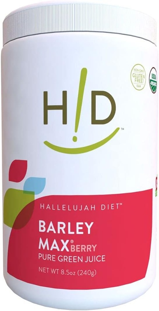 Halleluja Diet Organic BarleyMax - Barley og Alfalfa Green Juice Powder, Berry Flavor, 8.5 Ounces (60 dages forsyning)