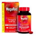 MegaRed antarktisk krill Oil 500mg Omega 3 Fedtsyretilskud, Ekstra styrke EPA & DHA krill Oil Softgels (90cnt Box), Astaxanthin, Heart Health supplement med ingen fisk olie eftersmag