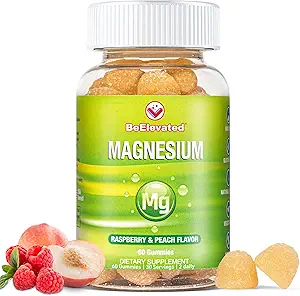 Magnesium Citrate Gummies for voksne - Kosttilskud til kvinder og børn Daglig Wellness - Peanut Free Vitamin Gummy - Hindbær og Peach Flavor Chewable Supplement - 60 Tæl