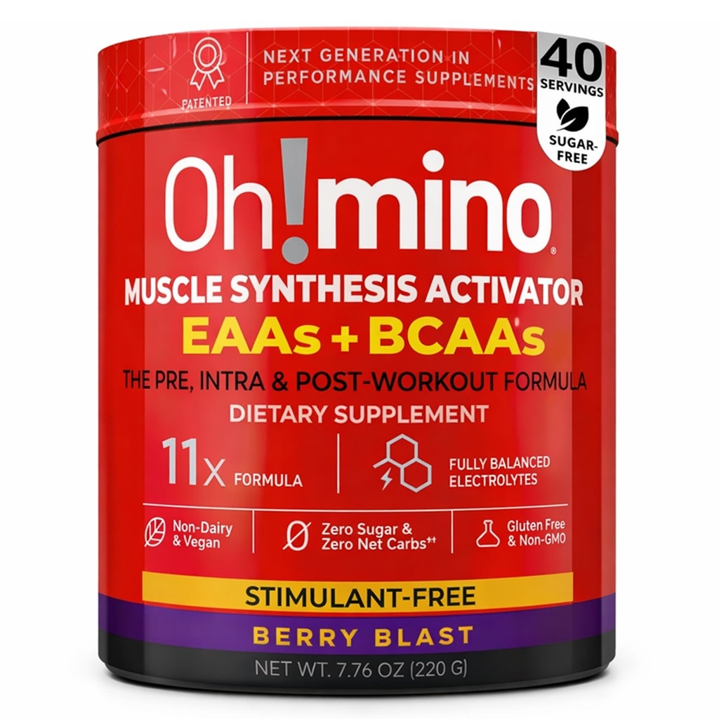 Mino Essential Aminosyretilskud. Berry Blast, Stimulantfrit pulver. Alle 9 EAA 'er, BCAA' er og den perfekte Amino til træning, Amino Energy, og til at opbygge muskler, og gendanne hurtigere.
