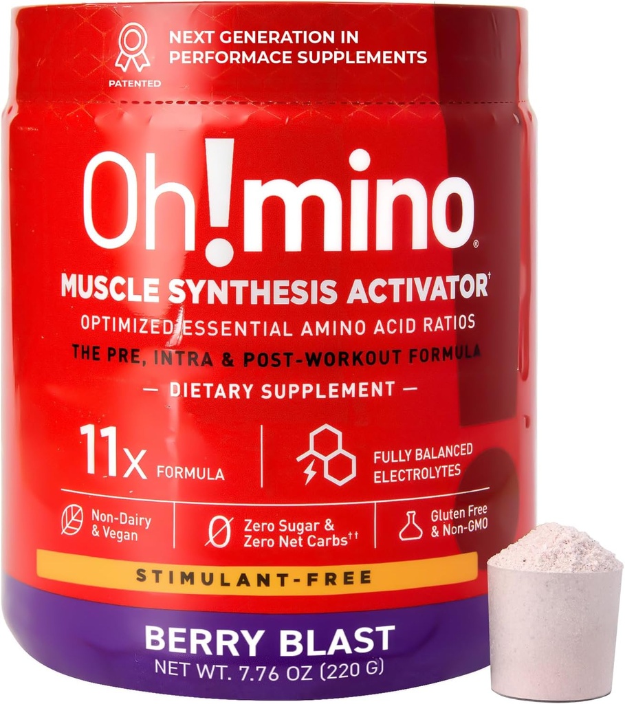 Mino Essential Aminosyretilskud. Berry Blast, Stimulantfrit pulver. Alle 9 EAA 'er, BCAA' er og den perfekte Amino til træning, Amino Energy, og til at opbygge muskler, og gendanne hurtigere.