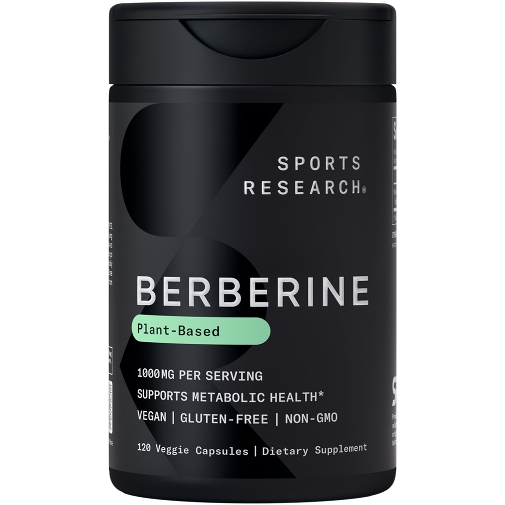 Sportsforskning Berberine - Herbal Ayurvedic Metabolic Health Support - 500mg - 120 Kapsler - Vegan Certified, Gluten- Free, Non- GMO