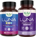 Nested Naturals Sleep Aid Bundle; Luna Voksen & Luna Kids Sleep Aid med naturlige ingredienser (Melatonin, Kamille, Valerian) for Deep Sleep og Afslapning (120 Greve)