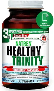 Naturen Sund Trinity Probiotika Supplement - 30 Dairy and Gluten Free Gel Capsules - Forbedre Gut og fordøjelse, 30 Millioner CFU - Lactobacillus Acidophilus, Bifidobacterium, Bulgaricus