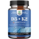 D3- vitamin med K2 MK7 tillæg - D3- vitamin 2000 IE tabletter og K2 tabletter til immunforsvar Knogle- helbredssund fælles støtte Knoglestyrke og mood boost - VIT immunsystem - 60 greve