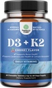 Natures Craft Vitamin D3 med K2 MK7 Supplement - Vitamin D3 2000 IE tabletter og K2 for immunforsvar Knoglehjerte sundhed fælles støtte Knoglestyrke og mood boost - VIT immunsystem