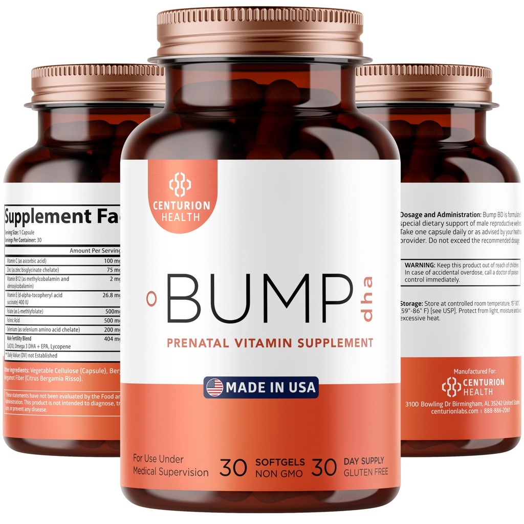 Centurion Labs Premium prænatale vitaminer [10 kraftfulde ingredienser] med DHA, EPA, Folate og vitamin B12, Alle naturlige graviditet supplement til foster udvikling og graviditet støtte, 30 Softgels