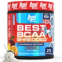 BPI Sport Bedste BCAA Shredded - Koffein Gratis Thermogen Recovery Drink, Lean Muscle Building BCAA Powder for kvinder og mænd, Fortræning BCAAs Aminosyrer Drink- Fruit Punch - 25 Servering