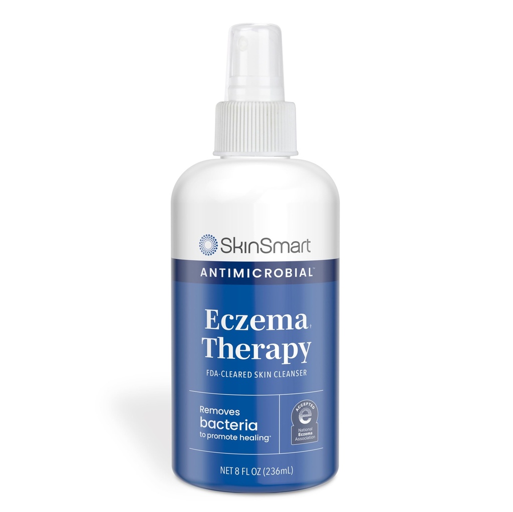 SkinSmart Antimikrobiel Eksem terapi med hypoklorsyre, Fjerner Bakterier så hud kan heale, for voksne, børn og seniorer, 8 Ounce Clear Spray