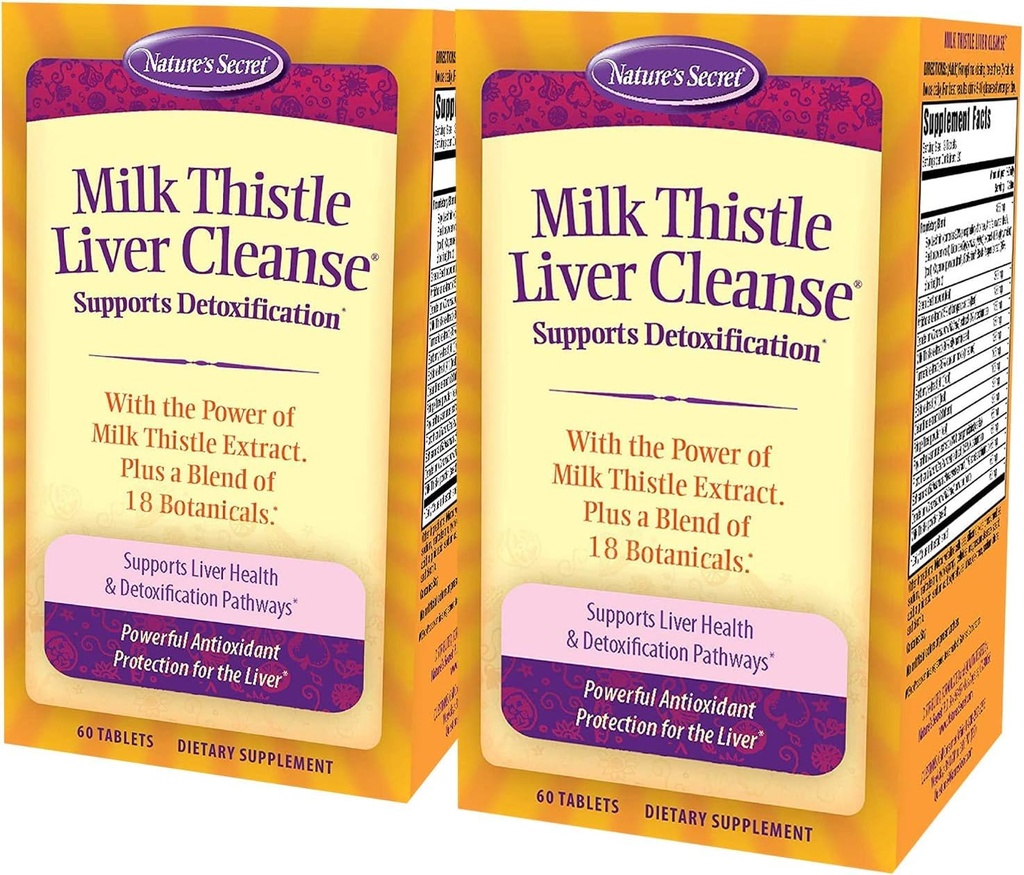 Nature 's Secret Milk Thistle Lever Cleanse 60 tabletter (pakke med 2)
