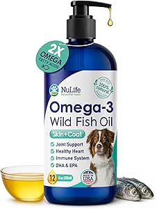 Flydende fiskeolie til hunde med Omega 3, 6 & 9 fede syrer, Wild fanget fra Island, Hud og Coat supplement til Shedding, Itchy Hud, Allergier, hjerne og hjerte sundhed, rig på EPA + DHA - 12 oz