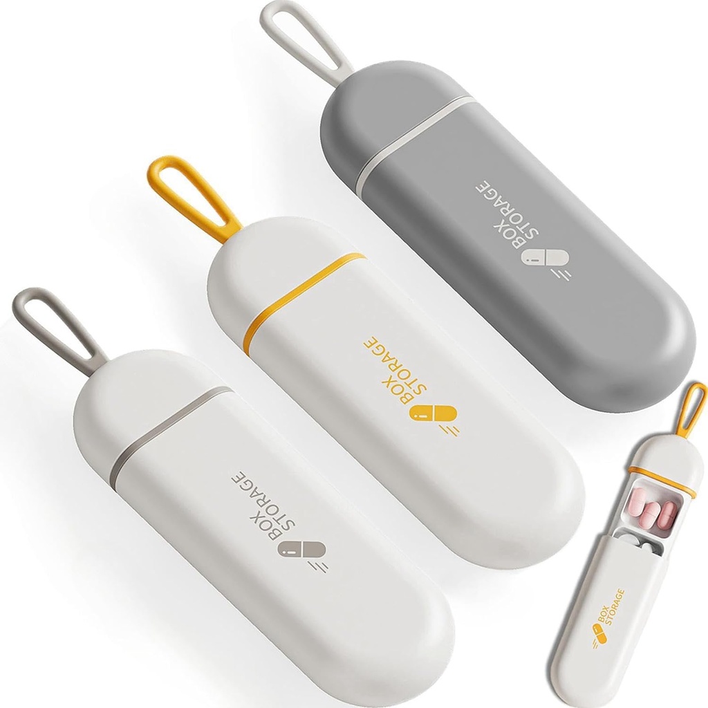 3 Pakninger Pill Organizer 3 Compartments Portable Pill Case Rejse Fugt Bevis Pill Box for Tablets Vitaminer Cod Lever Olie Kosttilskud og Medicin