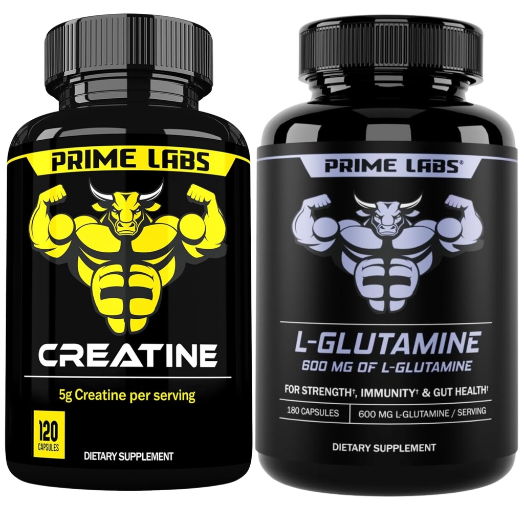 Prime Labs Creatinine Monohydrat (120 ct) + L Glutamin (180 ct)