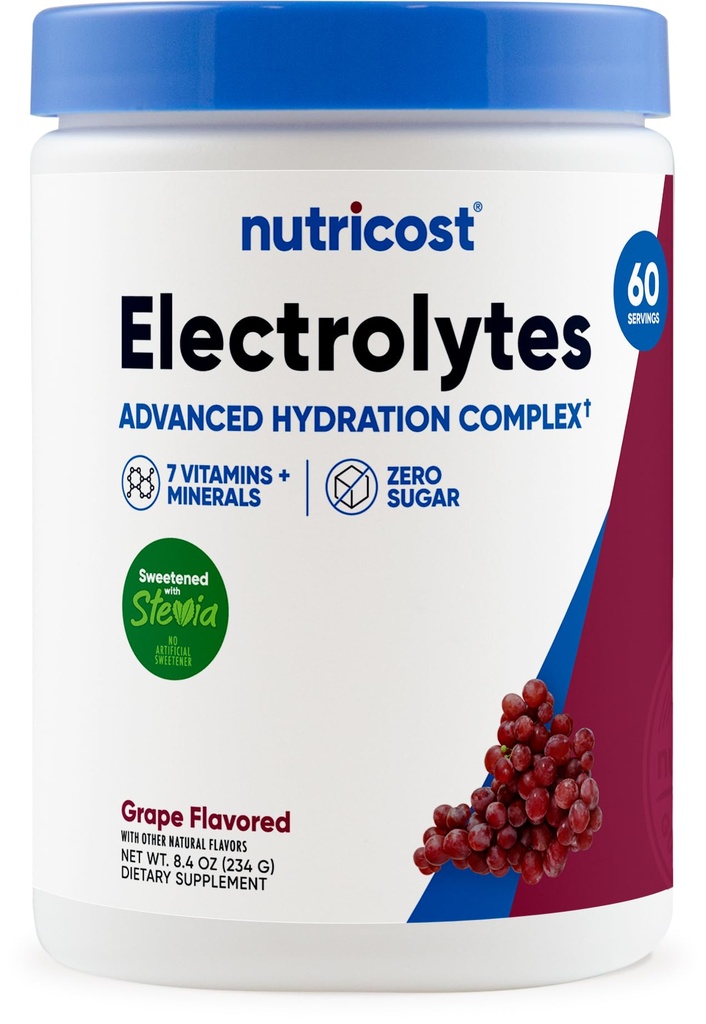 Nutricost Electrolyte Complex Powder (60 Servering, Grape) - Hydrering supplement drikke mix med vitaminer og mineraler