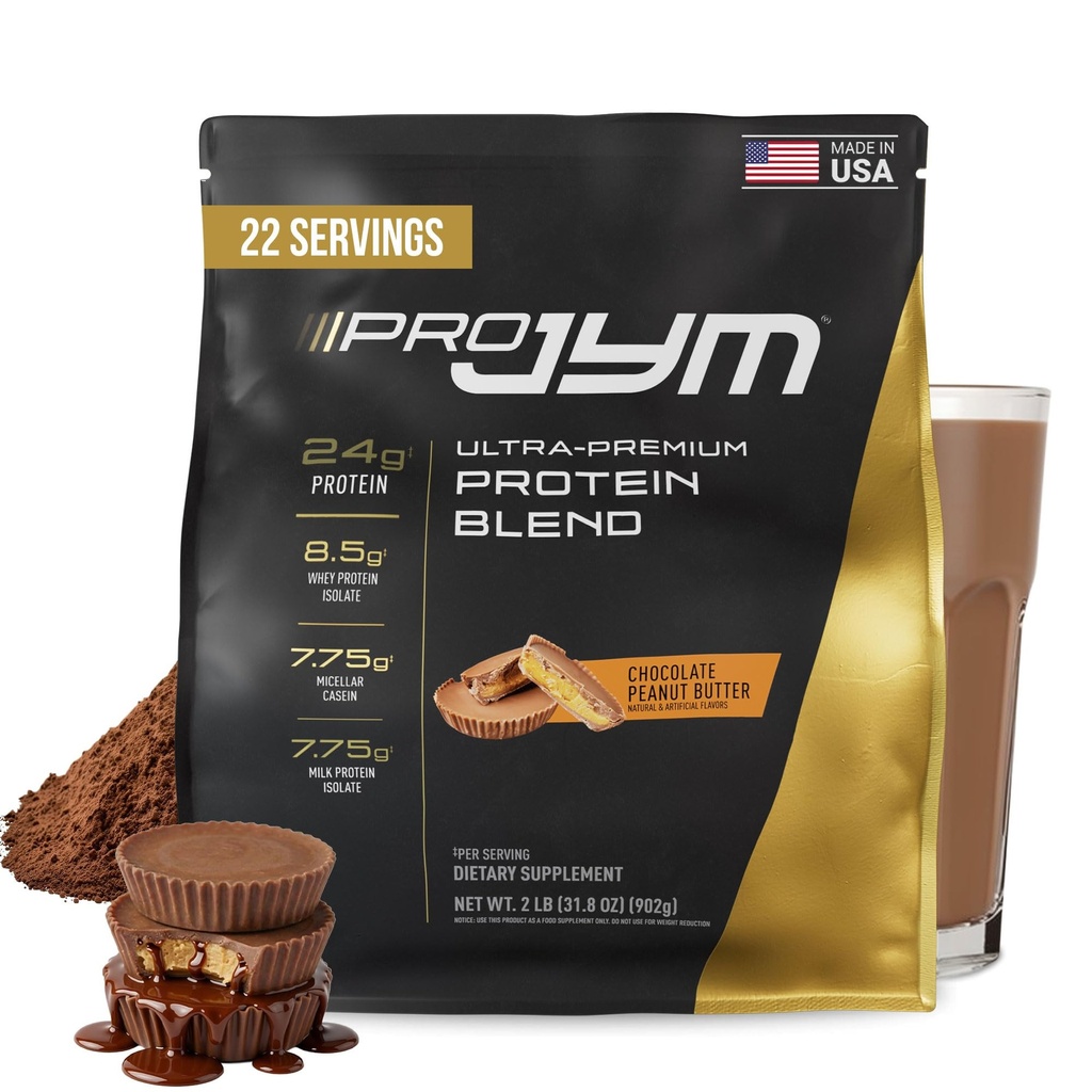 Pro JYM Chokolade Peanut Butter Protein Powder - Whey Protein Isolates, Casein, & Milk Protein, Lean Muscle Building for Mænd & Kvinder, JYM Supplement Science, 22 Servering