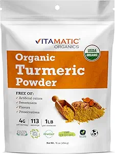 Vitamatisk Certificeret USDA Organic Gurkemeje Powder - 1 LB (16 oz)