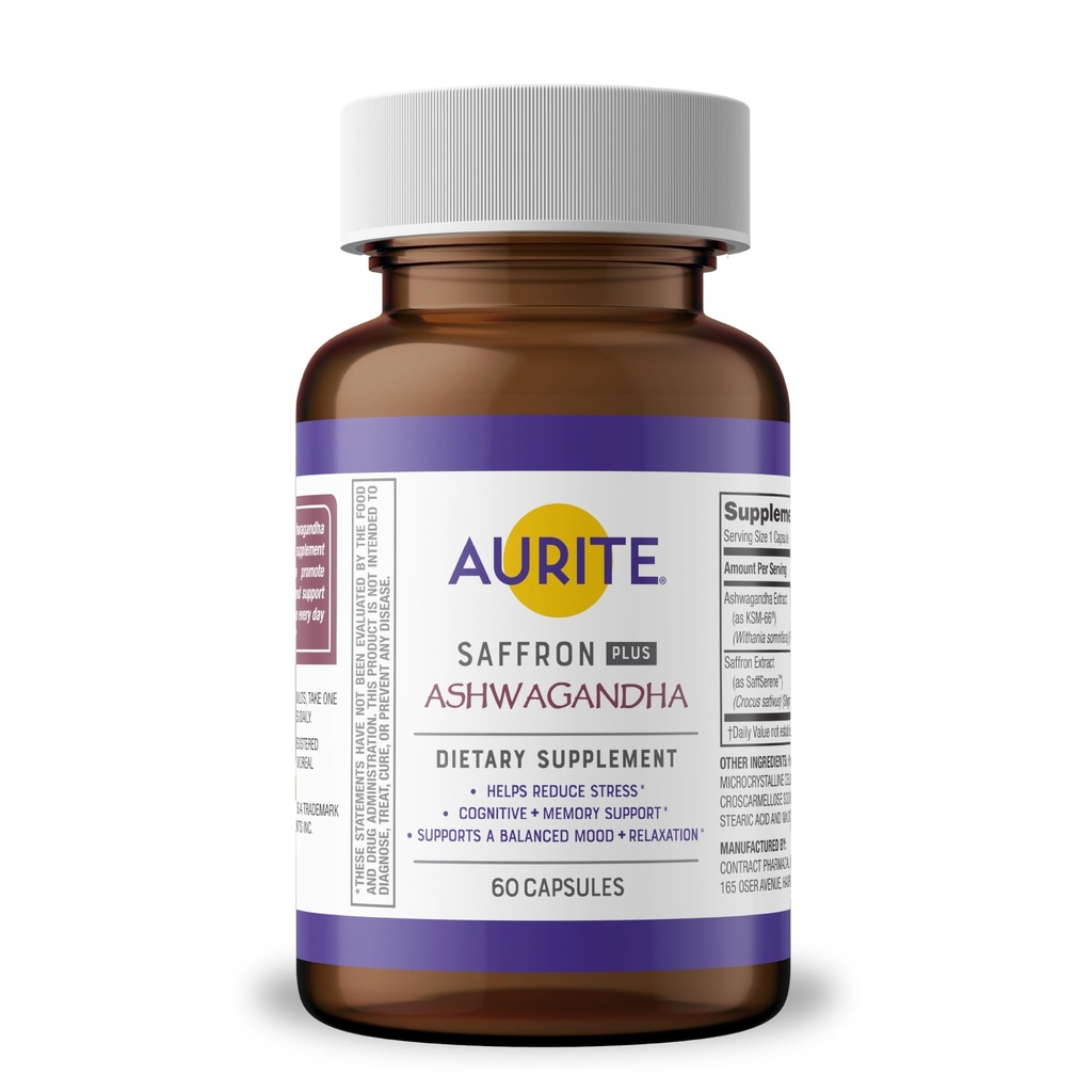 Saffron Supplements 124; Stress Management, Urtemood Support, Long- Term Memory, for Kvinder & Mænd. (60 Greve (Pack of 1), Saffron + Ashwagandha)