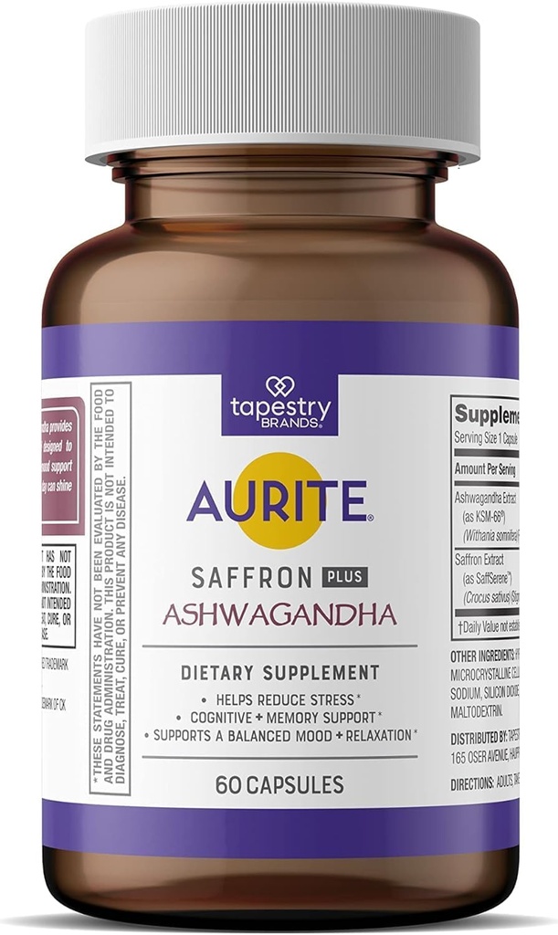 Saffron Supplements 124; Stress Management, Urtemood Support, Long- Term Memory, for Kvinder & Mænd. (60 Greve (Pack of 1), Saffron + Ashwagandha)