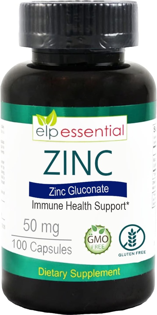 Zink 50mg, immunforsvar og antioxidant tillæg 100 kapsler - Gluten fri og ikke-GMO