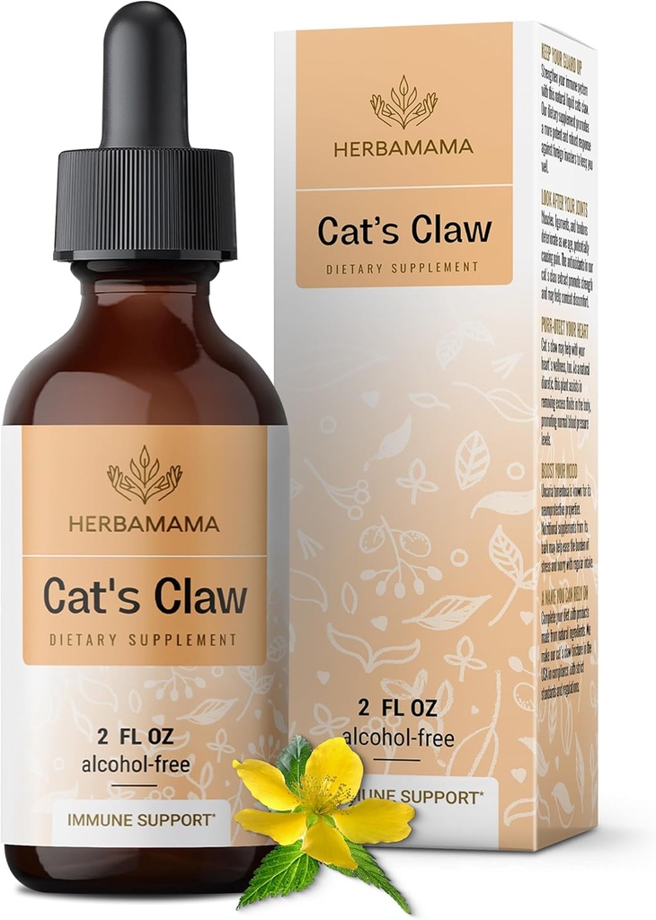 HERBAMAMA Cat 's Claw Tincture - Vegan Cat' s Claw Extract Supplement for immunforsvar - Non-GMO, Alkohol & Sugar- Free Uncaria Tomentosa Drops