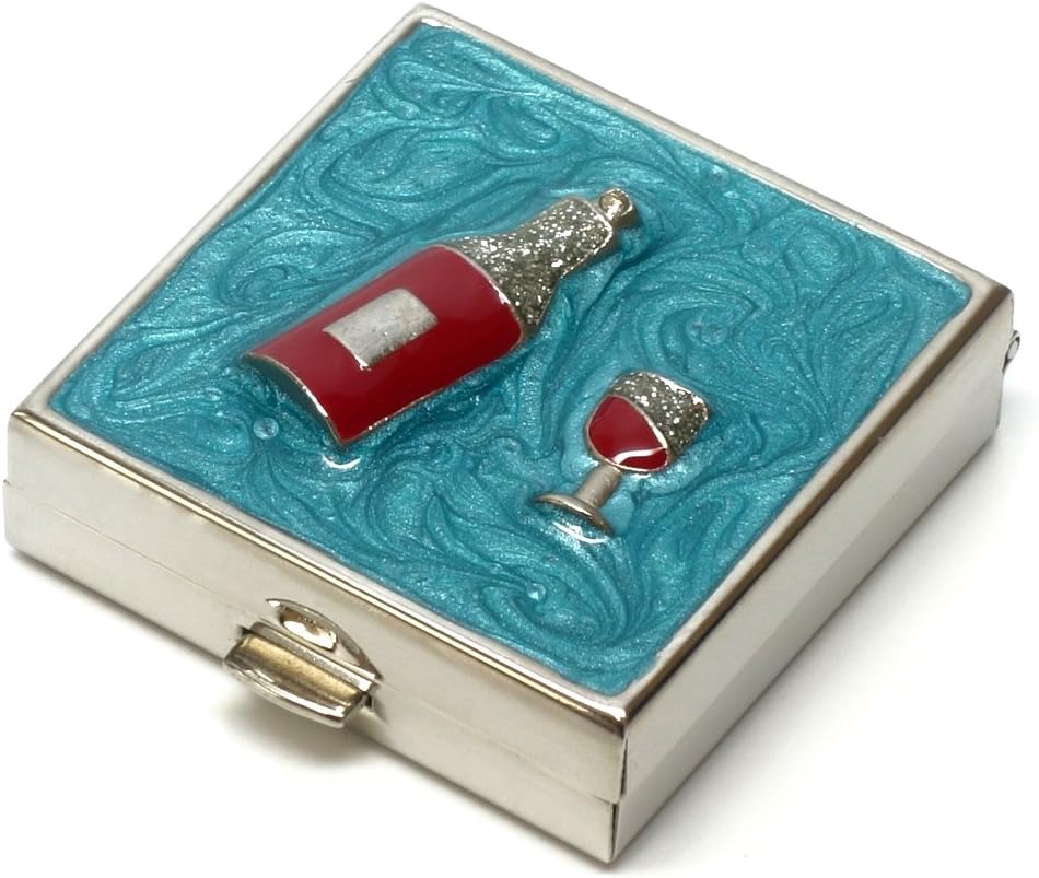 9328 Square Lille Pill Box Organizer Aqua Blå Sølv Kvinder rejse Pill sag Purse Pocket Container Daglig Portable Medicin Vitamin Box Medicin supplement Mini Storage