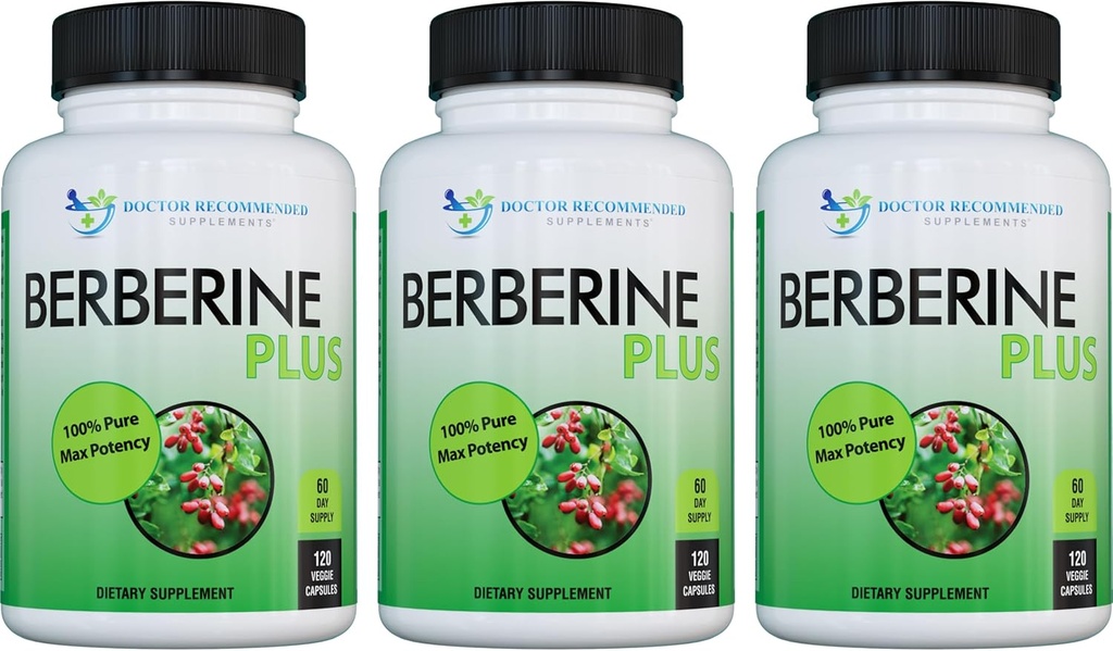DOCTOR ANBEFALEDE TILLÆG Berberine Plus 1200mg Per Serving - 120 Veggie kapsler Royal Jelly (120 Greve (pakke med 3))