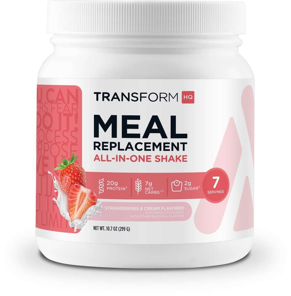 TransformHQ Meal Erstatning Shake Powder 7 Servering (Strawberry & Cream) - Gluten Free, Non- GMO