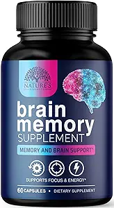 Brain Memory Supplement Pills - 3X Strength Nootropics for Concentration, Clarity & Focus Support - Brain Health Cognitive Vitaminer med Bacopa, Phosphatidylserin & DMAE, Brain Booster - 60 Kapsler