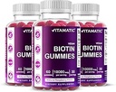 Vitamatisk biotin gummies 10.000 mcg for stærkere hår, hud & negle - 60 Vegansk gummies - også kaldet vitamin B7 (3 flasker)