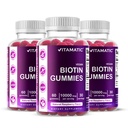 Vitamatisk biotin gummies 10.000 mcg for stærkere hår, hud & negle - 60 Vegansk gummies - også kaldet vitamin B7 (3 flasker)