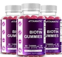Vitamatisk biotin gummies 10.000 mcg for stærkere hår, hud & negle - 60 Vegansk gummies - også kaldet vitamin B7 (3 flasker)