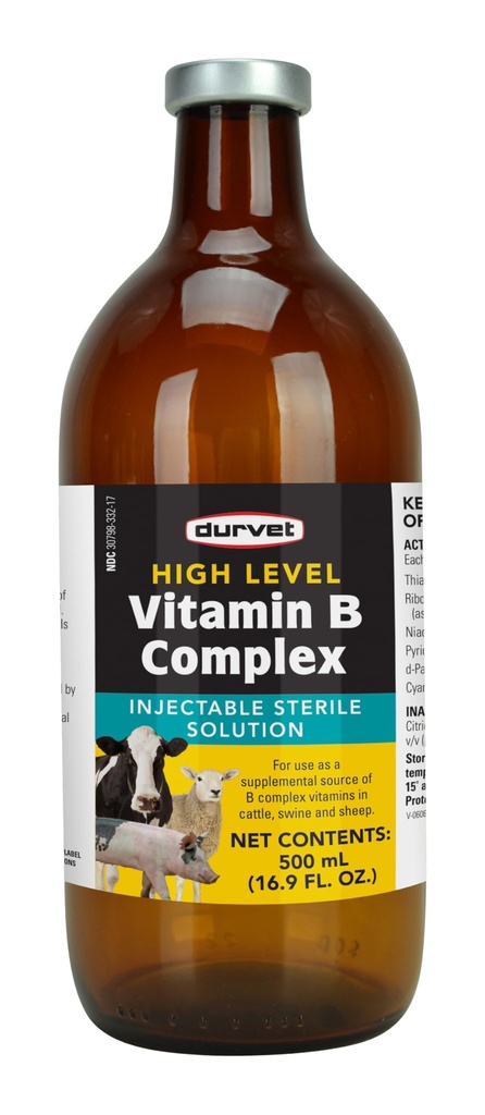 Durvet 063404 Højt niveau Vitamin B Complex Yellow.500 Ml