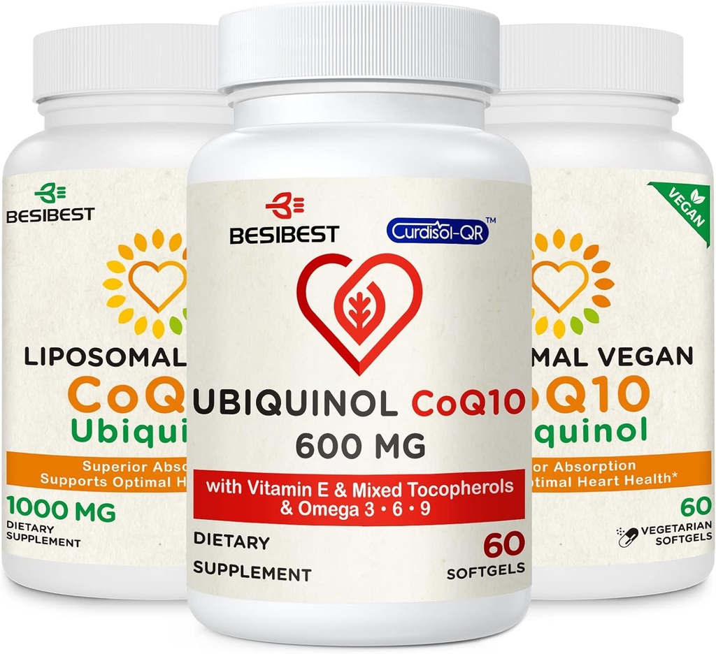 CoQ10 600 mg 1PCS Bundle med 1000mg Liposomal CoQ10 Ubiquinol Supplement 2PCS