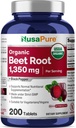 NusaPure Beet Root 1.350 mg 200 Organic Tablets (Vegetarisk, USDA, Non- GMO & Gluten Free) Black Pepper