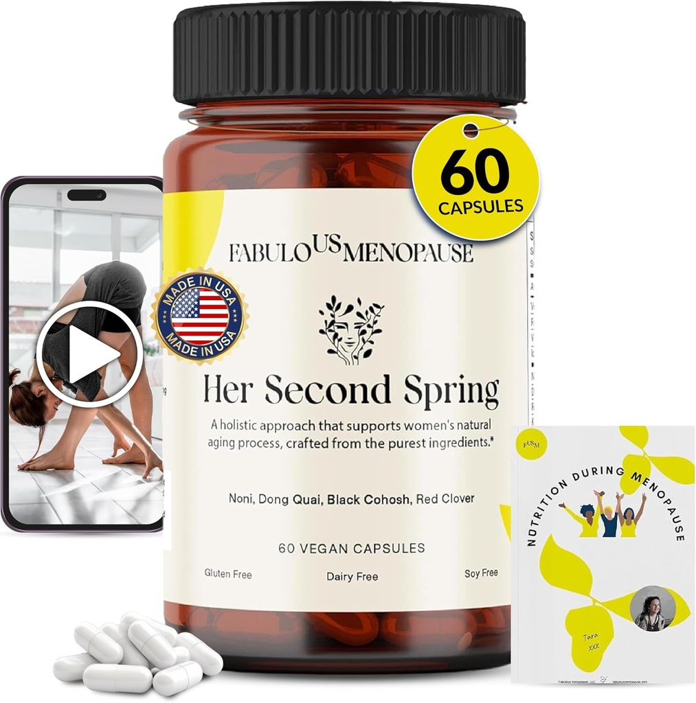 Fobulous Menopause - Vegansk menopause formel med sort kohosh & B- kompleks - Plantbaserede kapsler med opskrifter og pilates program