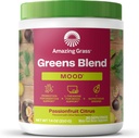 Amazing Grass Green Blend Mood: Super Green Powder Smoothie Mix for Mood, Afslapning & Stress Support med Organic Spirulina, Chlorella, Beet Root Powder, fordøjelige enzymer & probiotika, 30 Serveringer