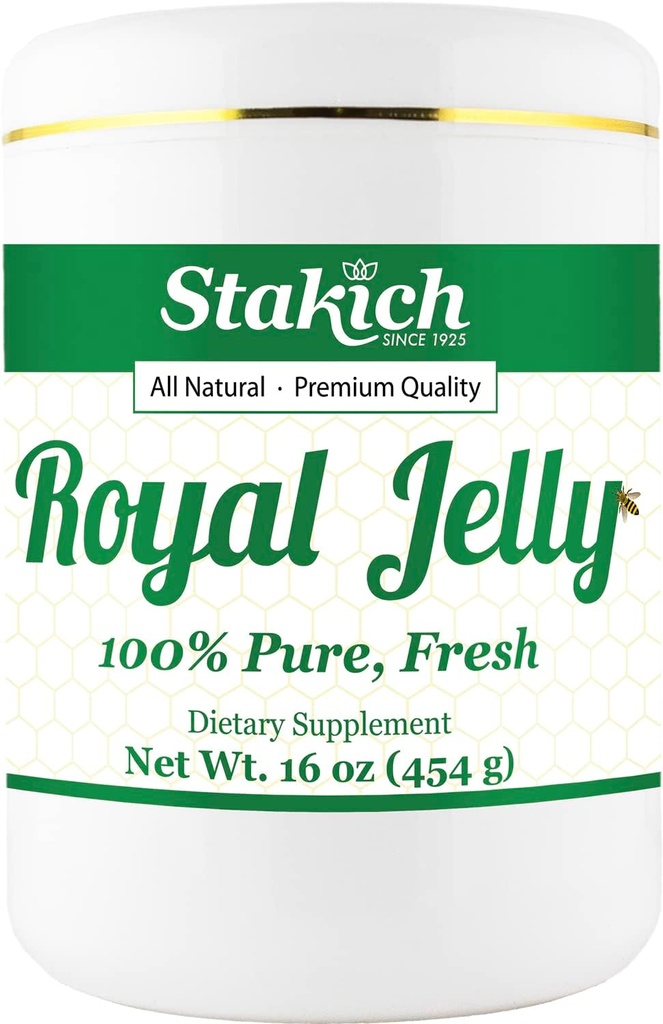 Stakich Fresh Royal Jelly - Pure, All Natural - No Additives or Preservatives Added - 16 Ounce (1 Pound)