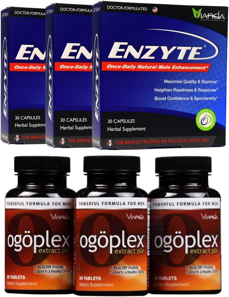 Enzyte ® + Ogoplex ® Bundle ® 124; Natural Male Enhancement + Prostate & Climax Enhancement - 90 dages levering af hvert mærke
