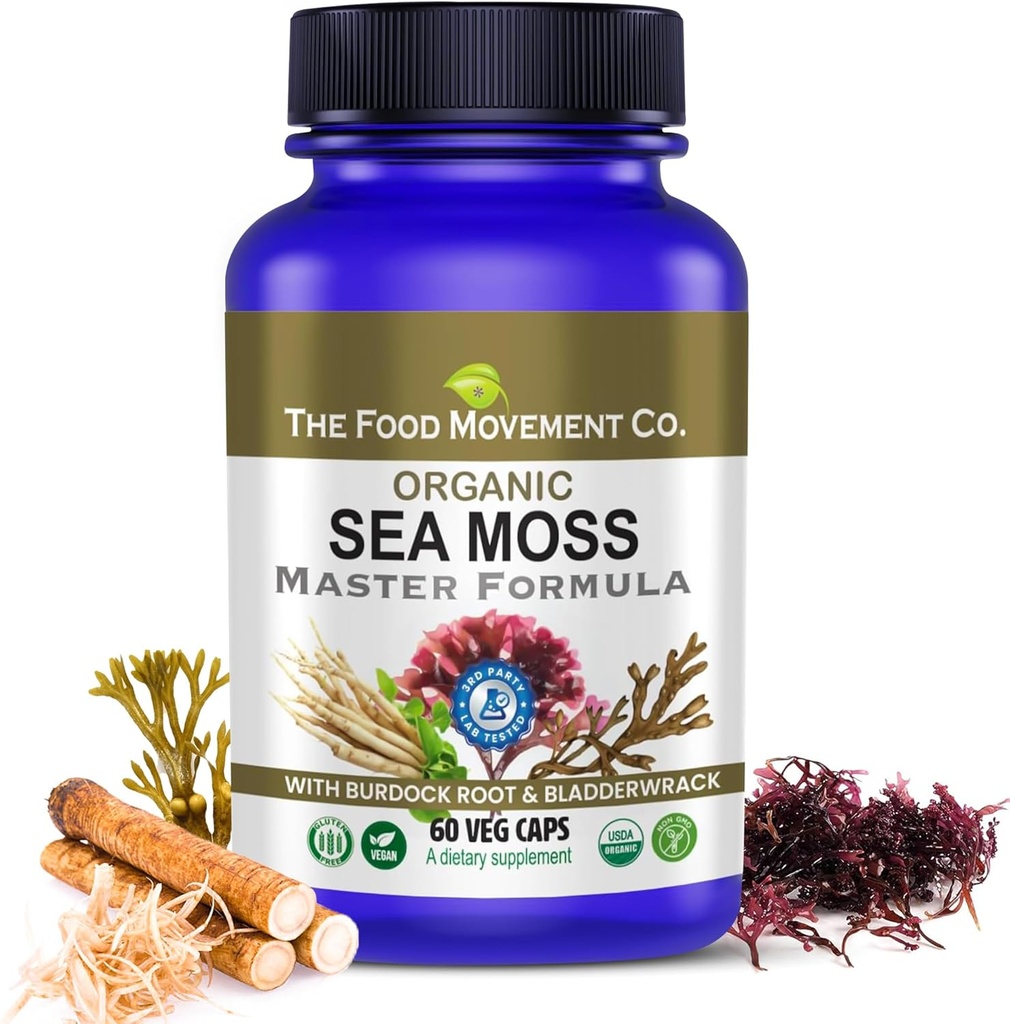 FØDEVAREBEVÆGELSER CO. Sea Moss Master Formel med Burdock Root & Bladderwrack for Gut Health