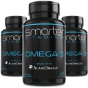 (3 Pack) Smarter Omega 3 Fiskeolie, Berry Flavor, Burpless, Tastless, 2000mg, DHA EPA Triple Strength Brain, Lavet med AlaskOmega ®