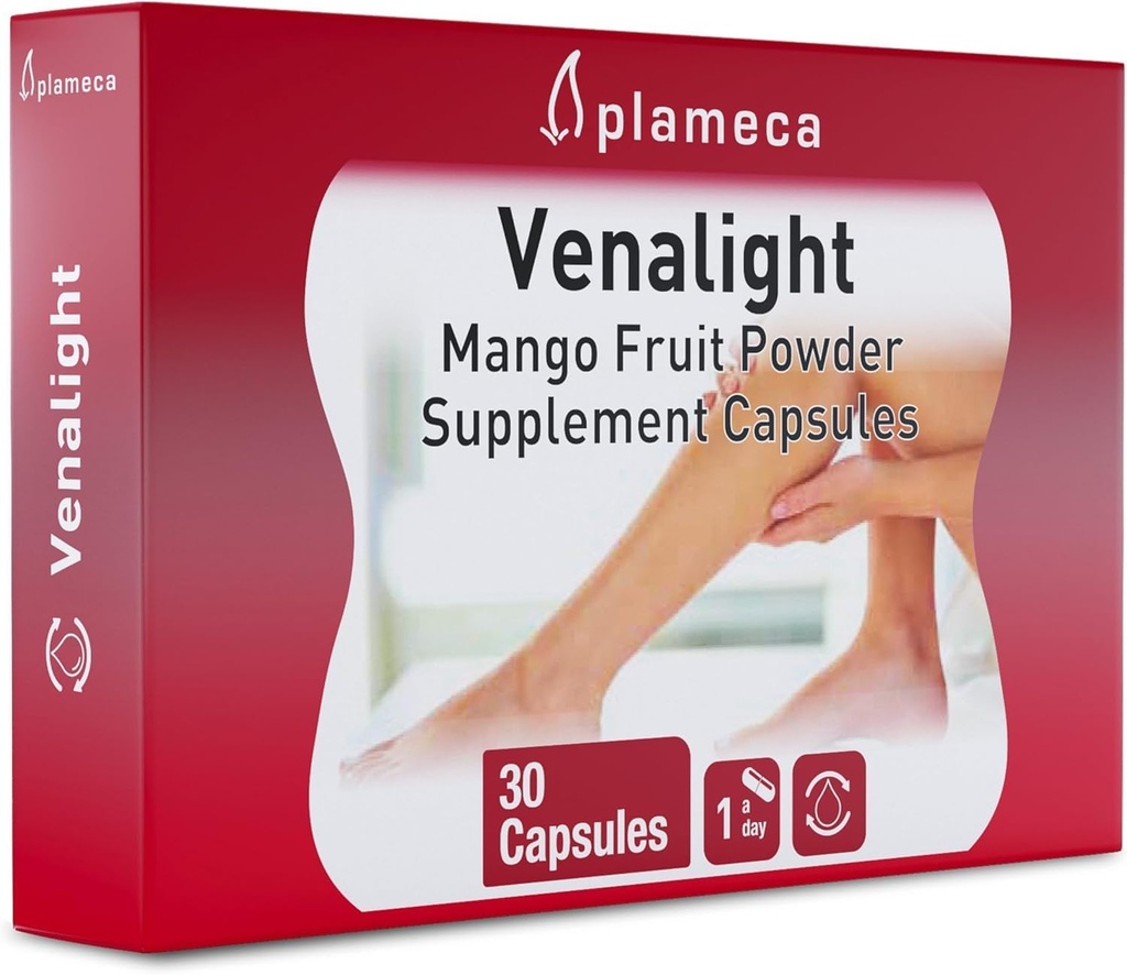 Plameca Venalight Vein Support & Blood Circulation Supplement - Boost mikrocirkulation i 6 timer - Horse Chestnut, Slagterum for Spider Veins, Leg Sundhed & Restless Leg Relief - 30 CT